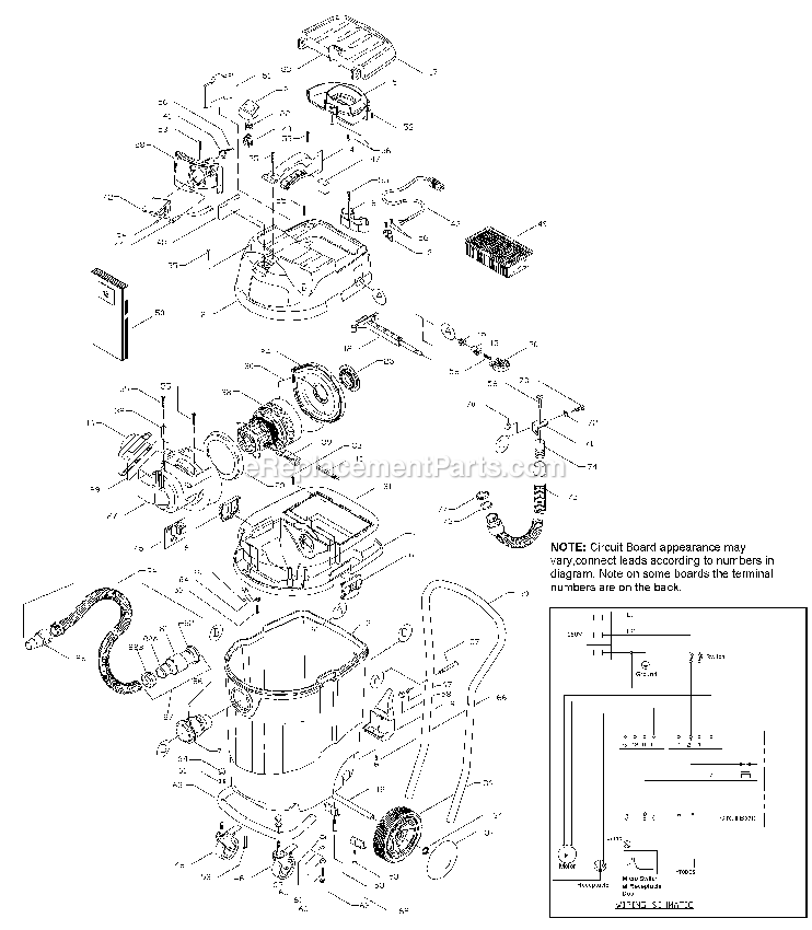 Page A Diagram and Parts List for 7814 Type 1 Porter Cable Utility Vacuum
